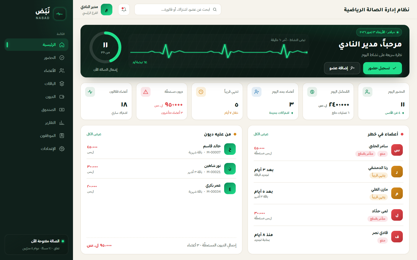 NABAD gym dashboard